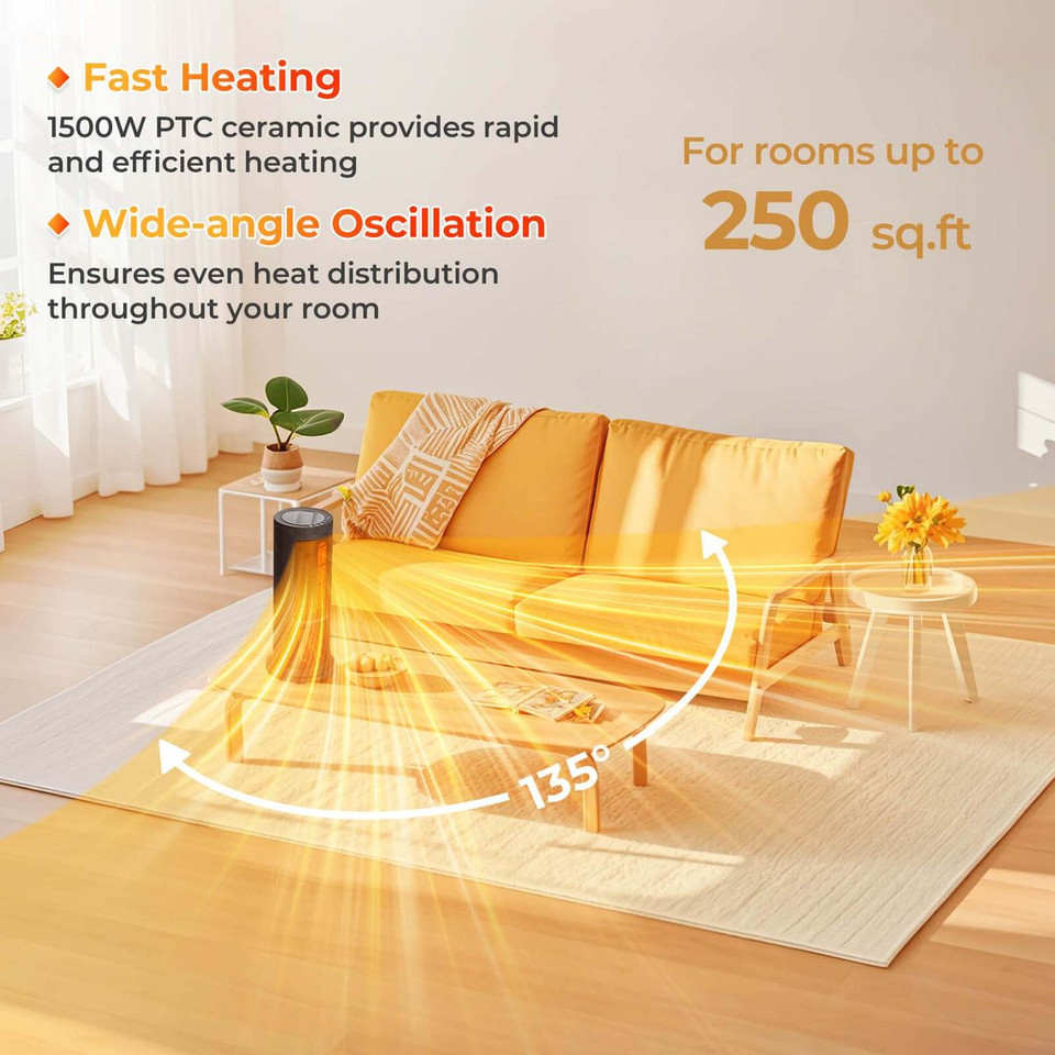 17-Inch 1500W PTC Fireplace Tower Space Heater  product image