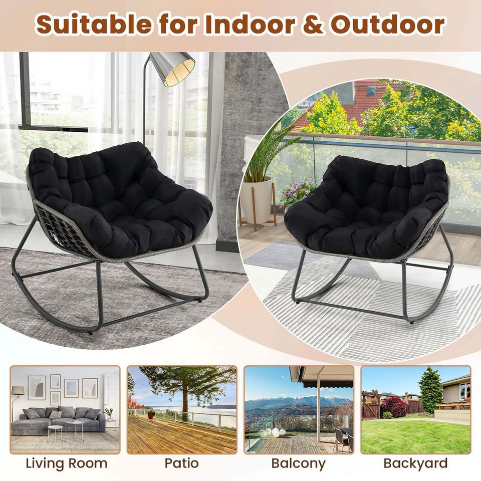 Oversized PE Wicker Patio Rocking Chair product image