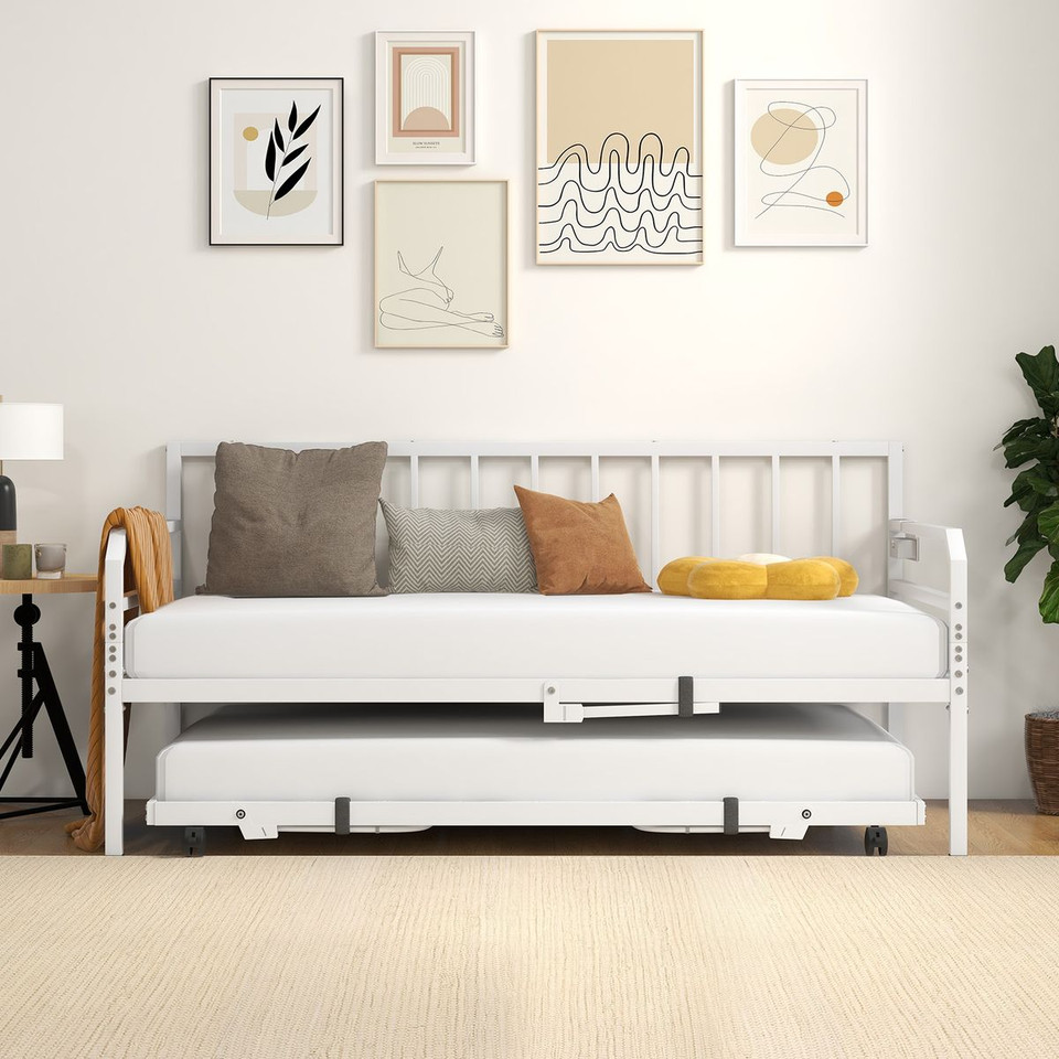 Twin Size Daybed with Pop-up Trundle, Charging Station and Built-In LED Lights product image