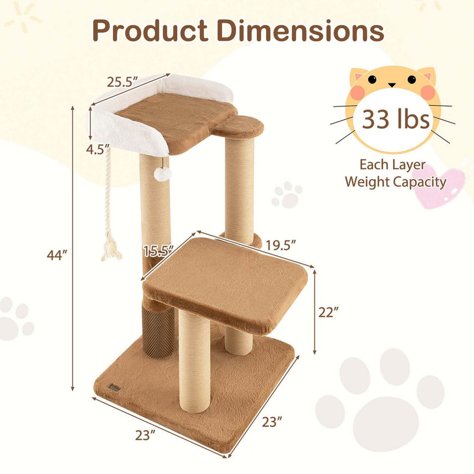 44" Indoor Cat Tree with Perch Scratching Posts  product image