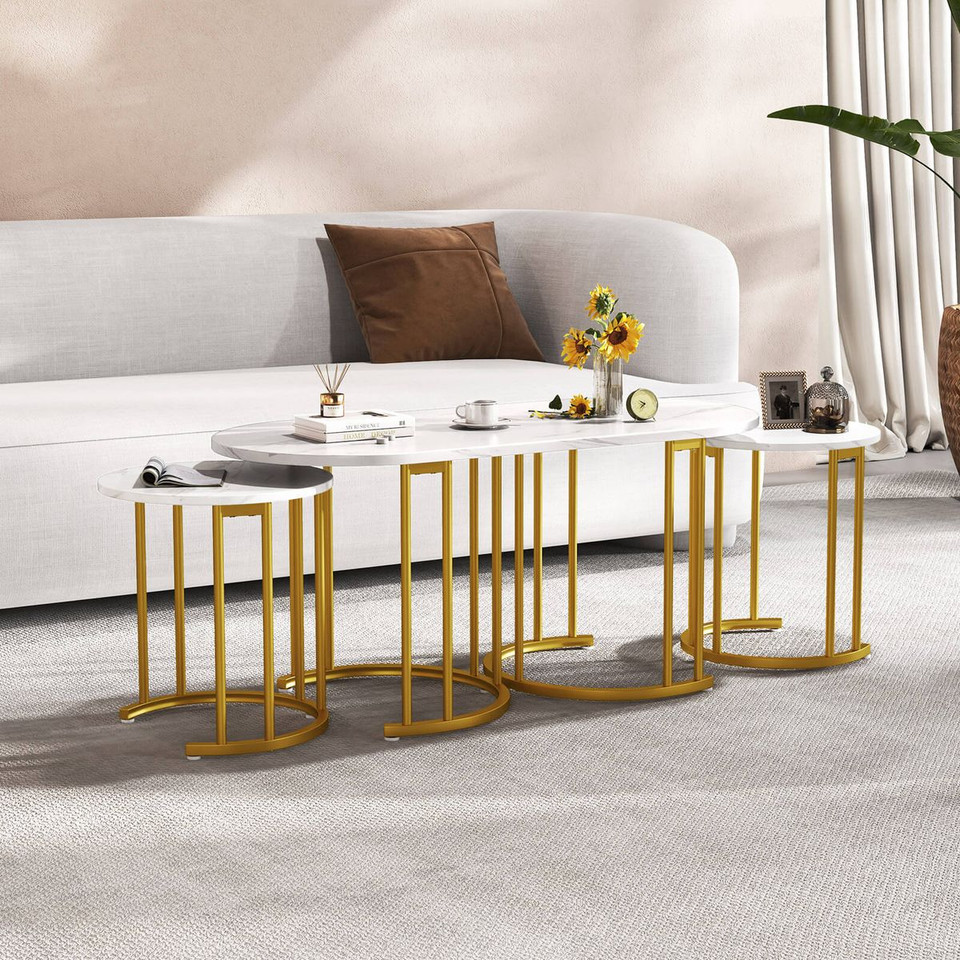 3-Piece Nesting Coffee Table Set with Faux Marble Tabletop  product image