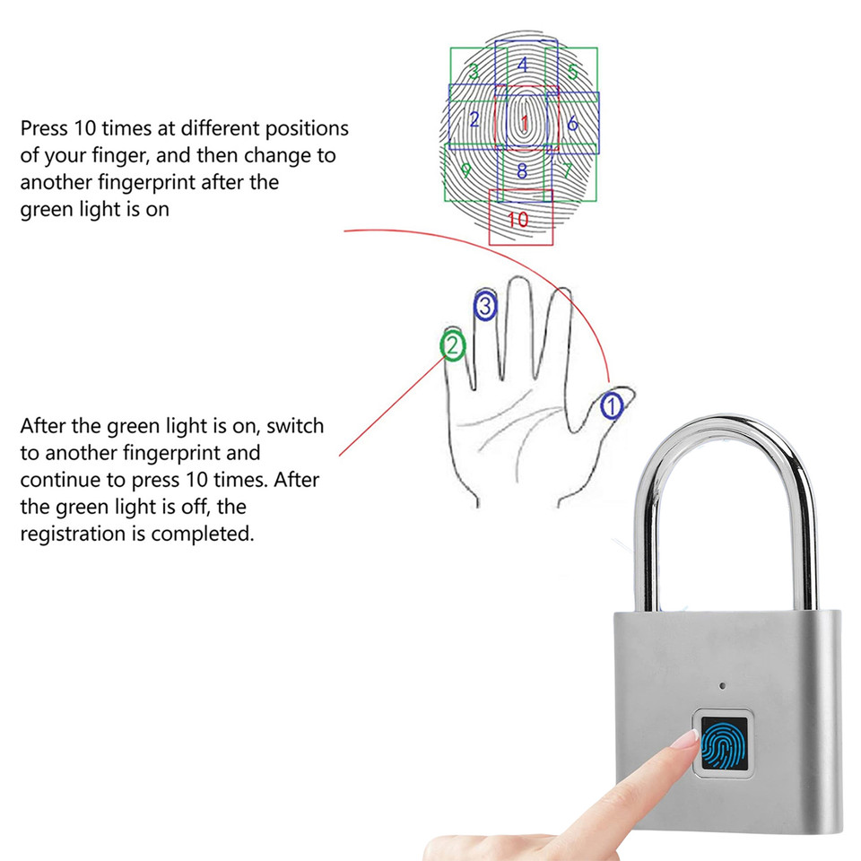 Ultra-Light One-Touch AI Fingerprint Padlock with USB Charging product image