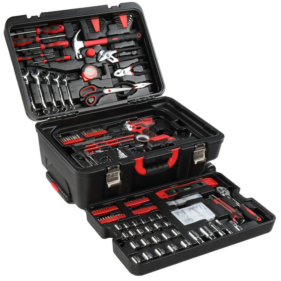 599-Piece Portable Tool Set with Rolling Toolbox & 21V Max Cordless Drill product image