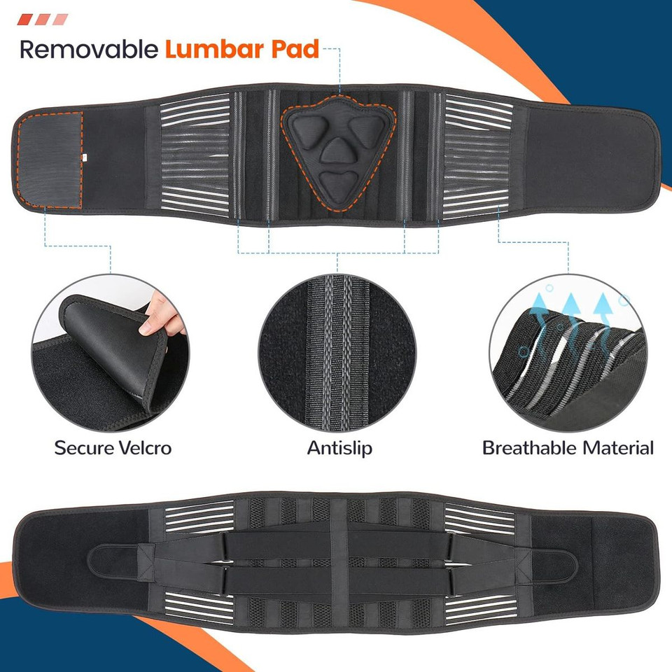 Lumbar Support for Heavy Lifting, Men and Women, Breathable Waist Support, Relief from Sciatica, Herniated Disc, XL (Waist 3.5/3.8 feet 115-125 CM) product image