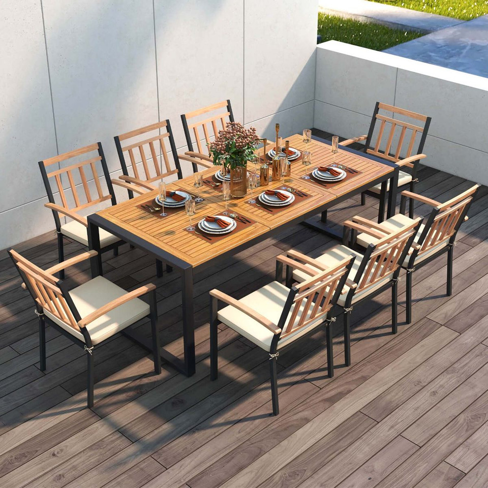 9-Piece Patio Dining Set with Soft Cushions and 1.9-Inch Umbrella Hole product image