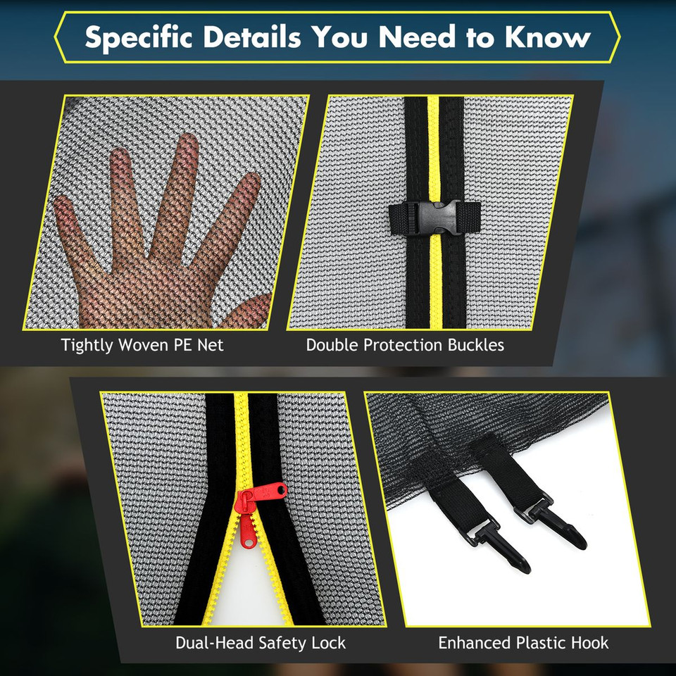 Trampoline Safety Enclosure Net with Zipper (12/14/16FT) product image