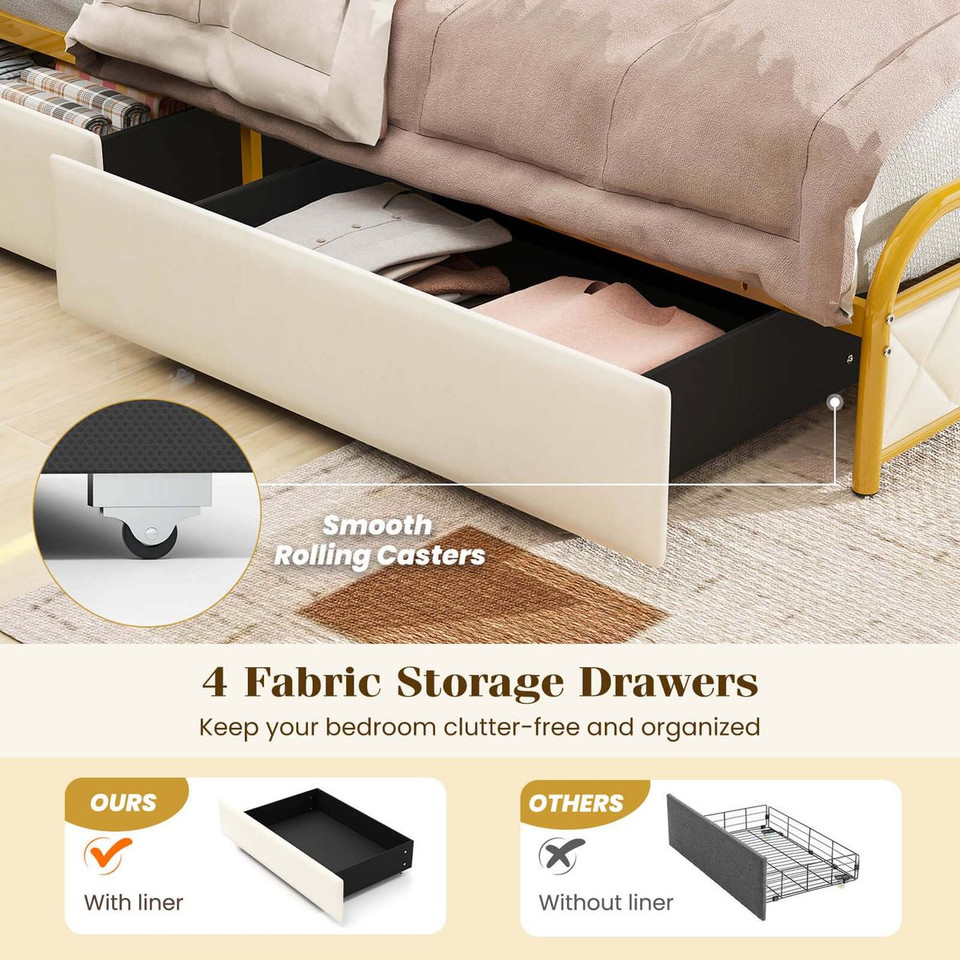 Bed Frame with LED Lights and Charging Station product image