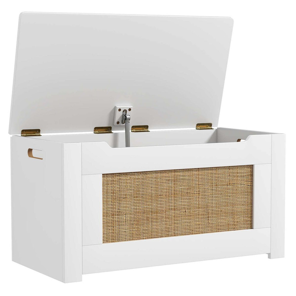 Kids' Rattan Toy Storage Box with Flip Top Lid & Safety Hinge Handles product image