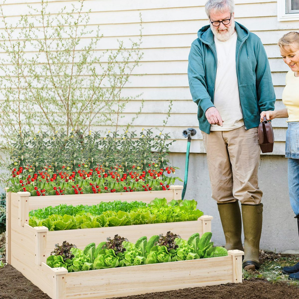 3-Tier Wooden Raised Garden Bed with Open-Ended Base  product image