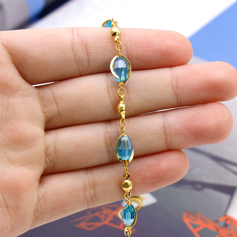 18K Gold-Plated Faux Jewel Ankle Bracelet product image