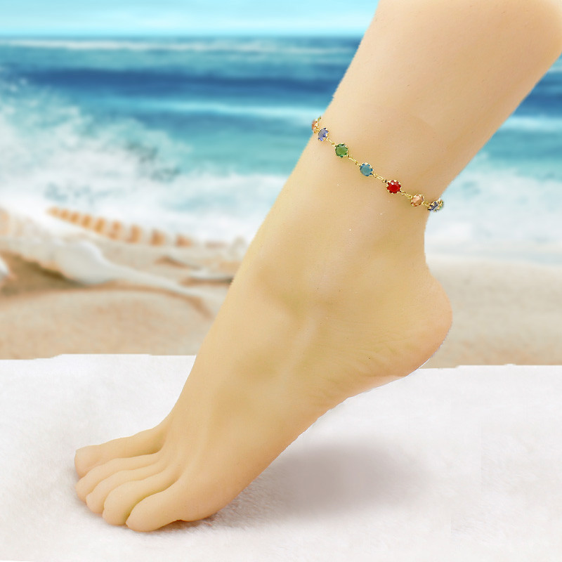 18K Gold-Plated Faux Jewel Ankle Bracelet product image