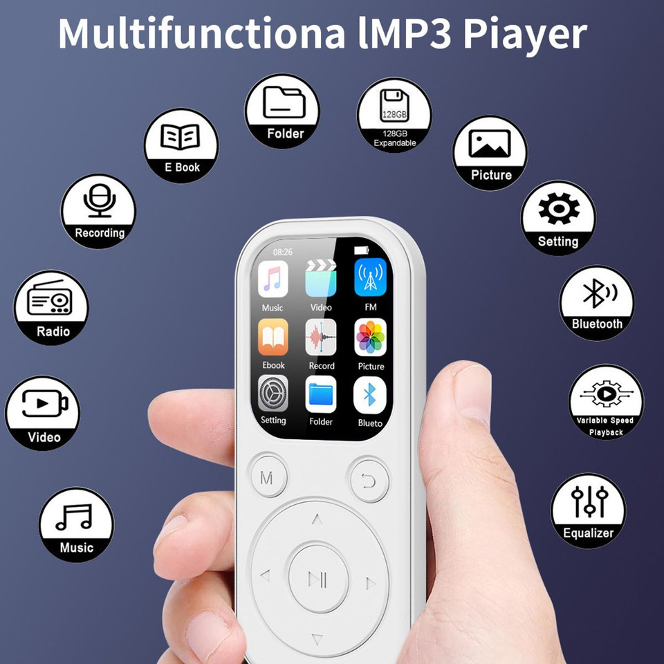 64GB MP3 Player with Bluetooth 5.4, Sport Music Player with Speaker Built-in FM Radio, Voice Recorder, HiFi Lossless Digital Audio Video Playback (White) product image