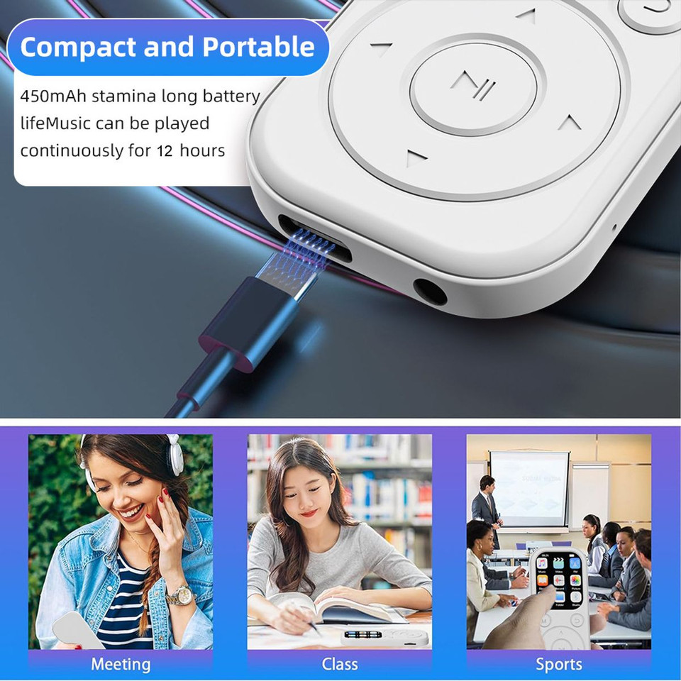 64GB MP3 Player with Bluetooth 5.4, Sport Music Player with Speaker Built-in FM Radio, Voice Recorder, HiFi Lossless Digital Audio Video Playback (White) product image