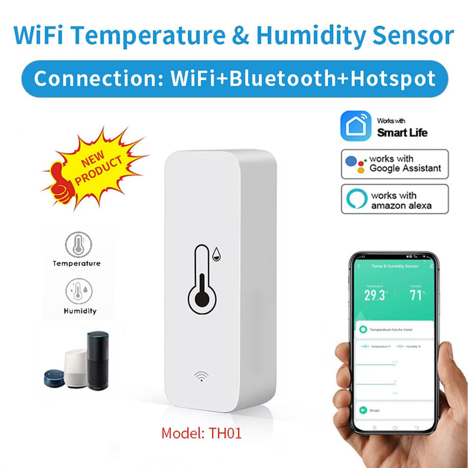 WiFi Humidity Temperature Monitor,Smart Hygrometer Thermometer for Remote Monitor and Alert,No Hub Required,Compatible with Alexa (4Pack) product image