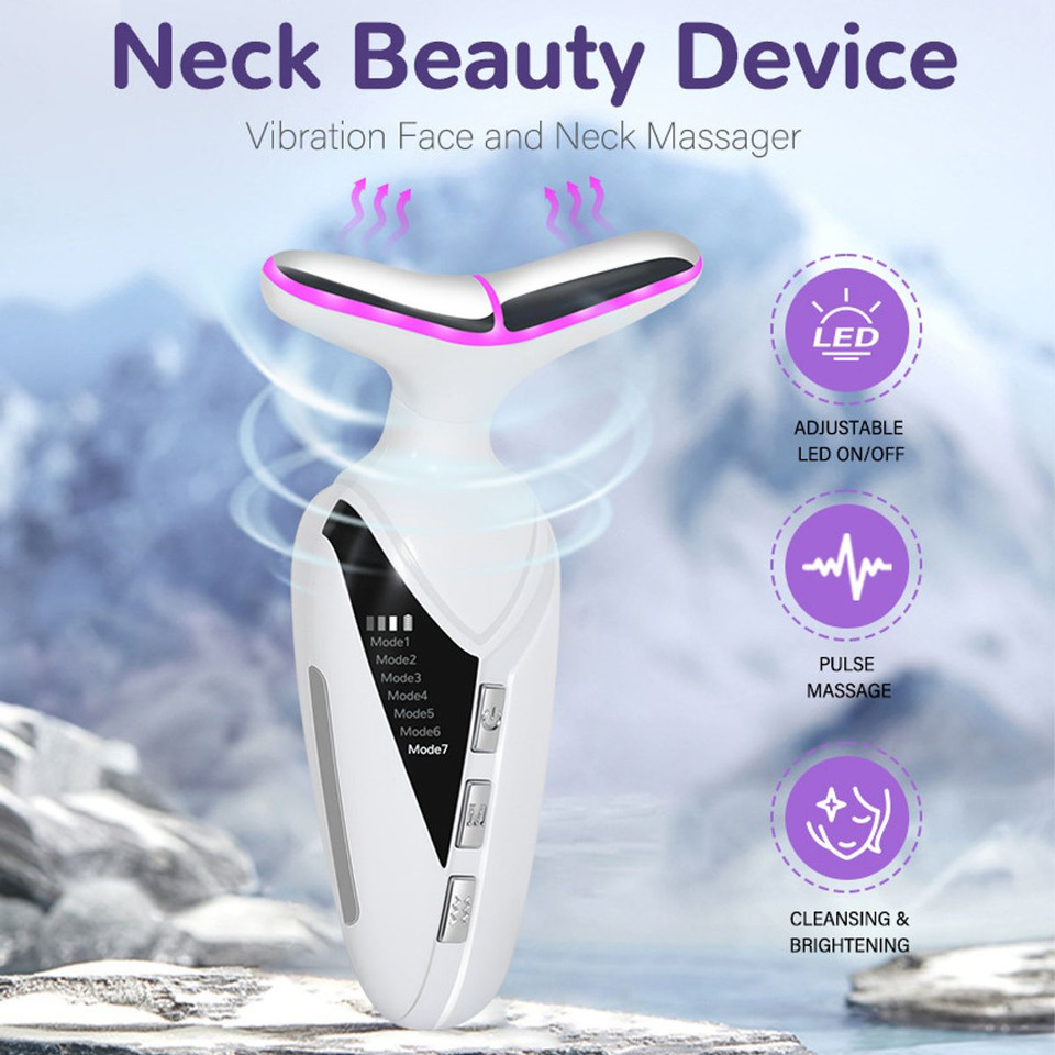 Neck Face Firming Tool Vibration Massager, Electric Facial Neck Massage Kit with 7 Color for Skin Beauty Firm product image