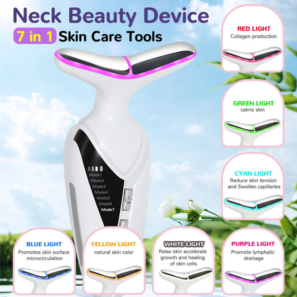 Neck Face Firming Tool Vibration Massager, Electric Facial Neck Massage Kit with 7 Color for Skin Beauty Firm product image