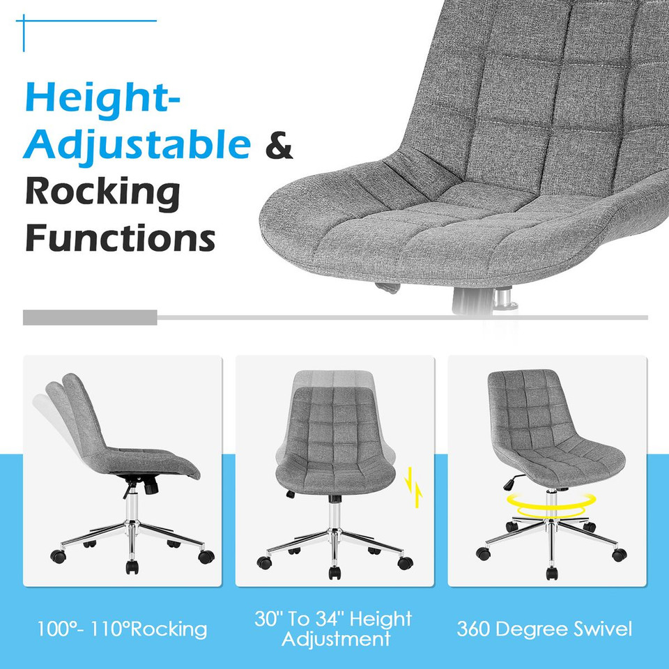 Armless Upholstered Height-Adjustable Office Chair product image