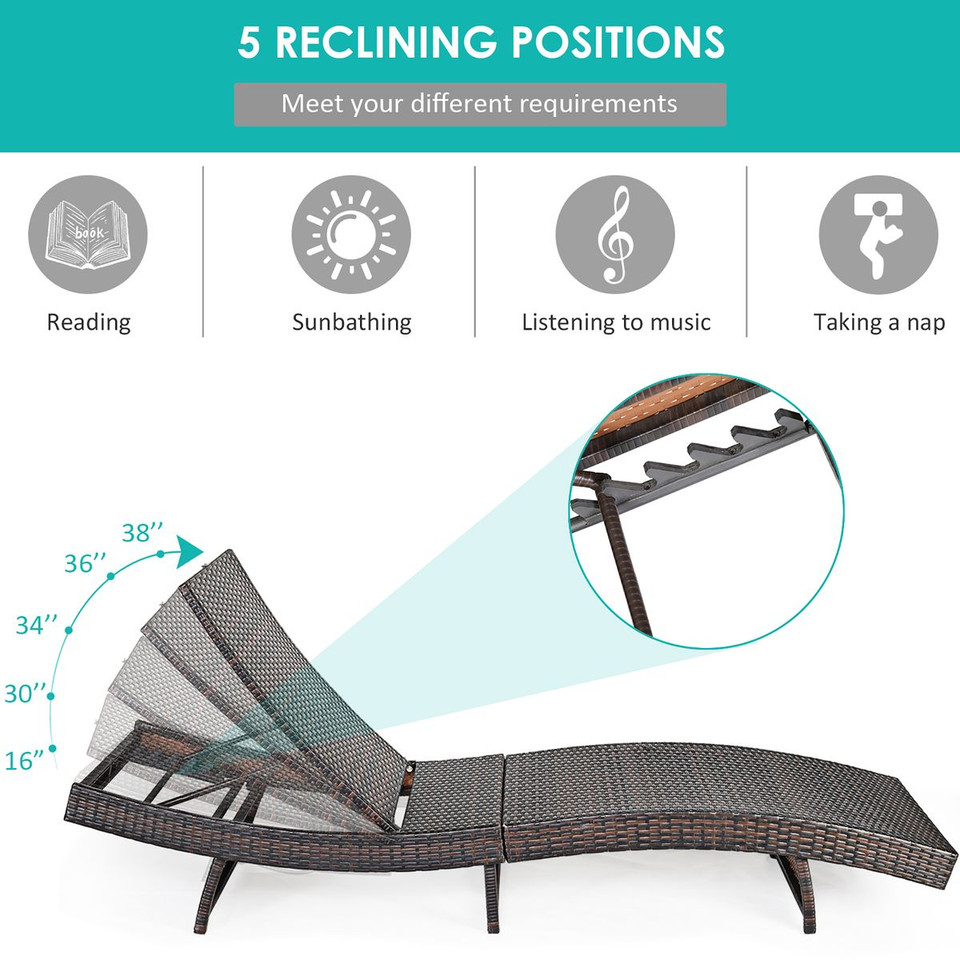 Patio Rattan Folding Chaise Lounge Chair product image