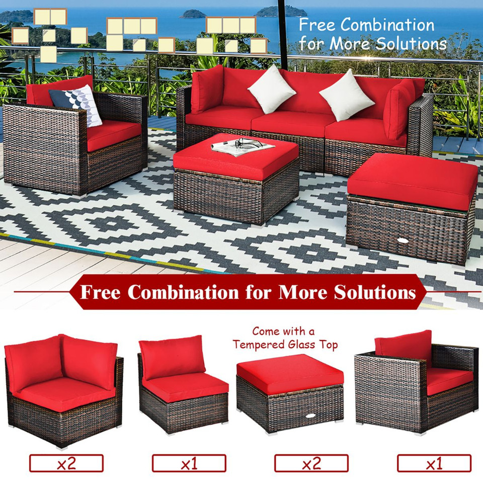 6-Pieces Patio Rattan Furniture Set  product image