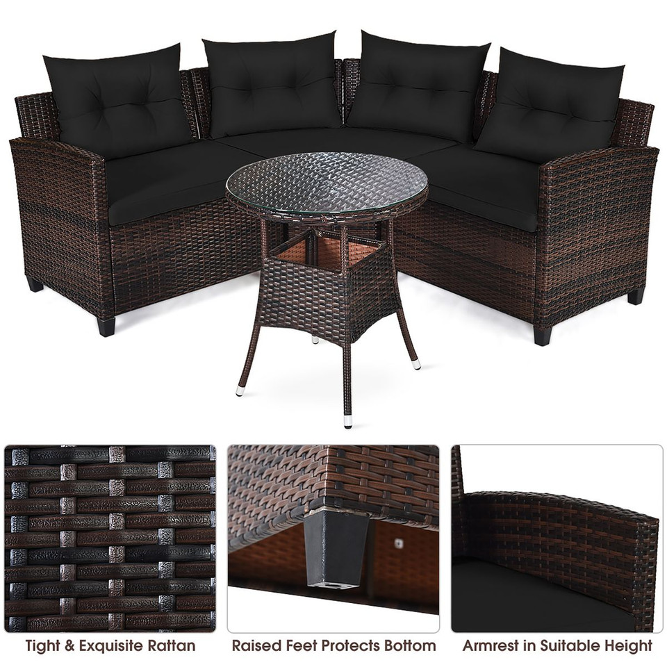 4-Pieces Outdoor Patio Rattan Furniture Set product image