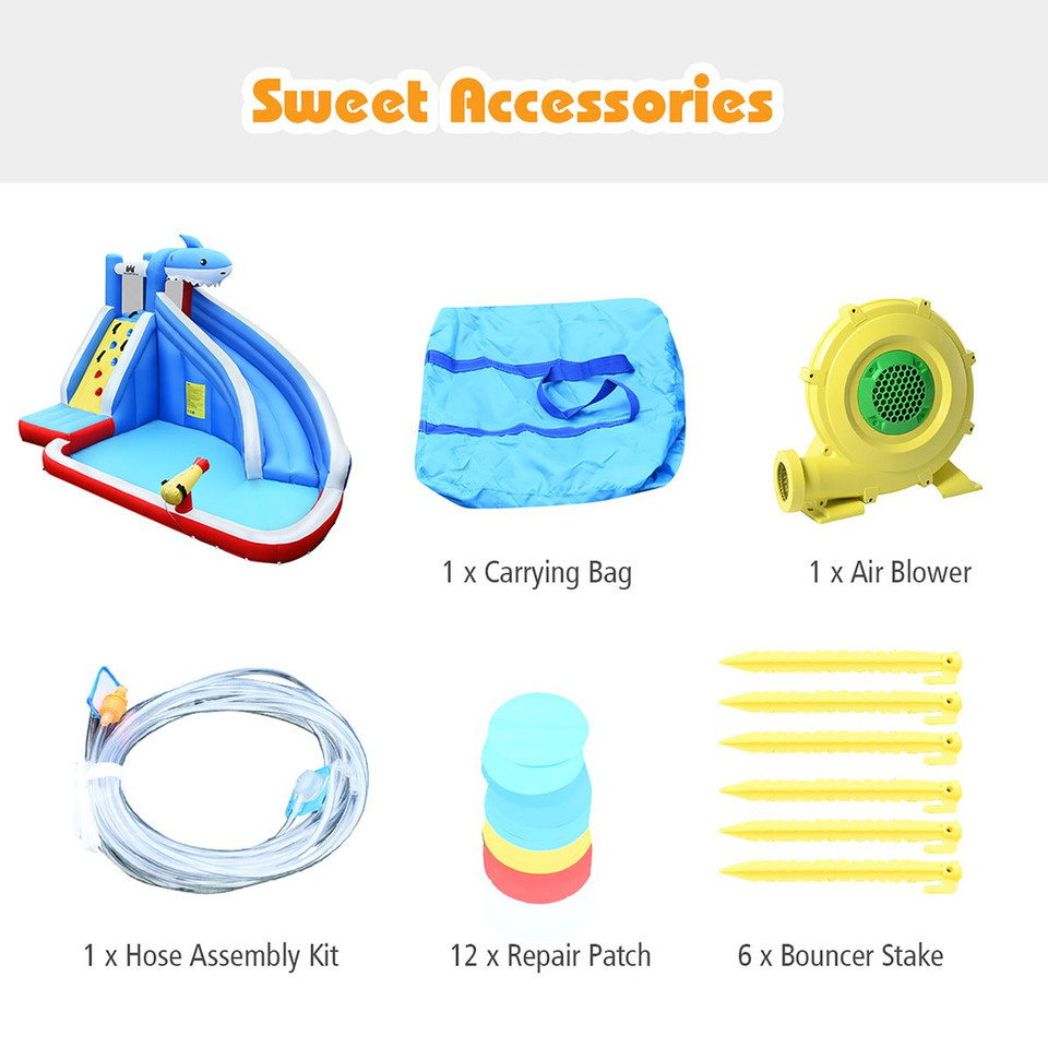 Inflatable Shark Water Slide Bounce House with Blower product image