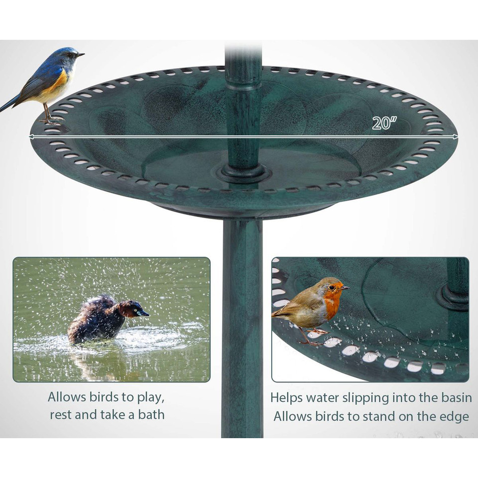 Pedestal Bird Bath with Solar Light, Bird Feeder, and Flower Planter product image