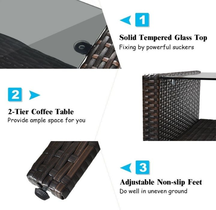 4-Piece Patio Rattan Furniture Set with Loveseat, Chairs, and Table product image