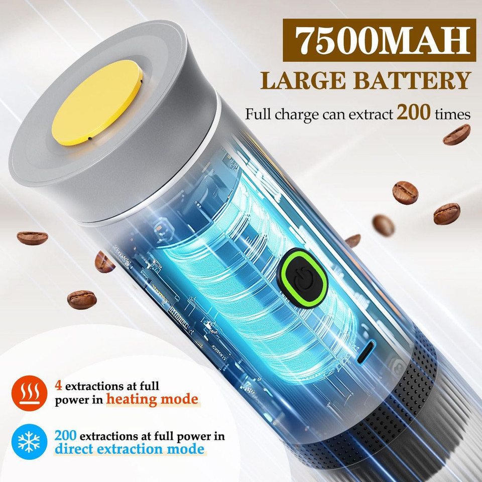 Portable Electric Espresso Mini Machine, Coffee Maker with Ground Coffee and NS Capsule for Machine,Perfect for Hiking,Camping,Office(Silver) product image