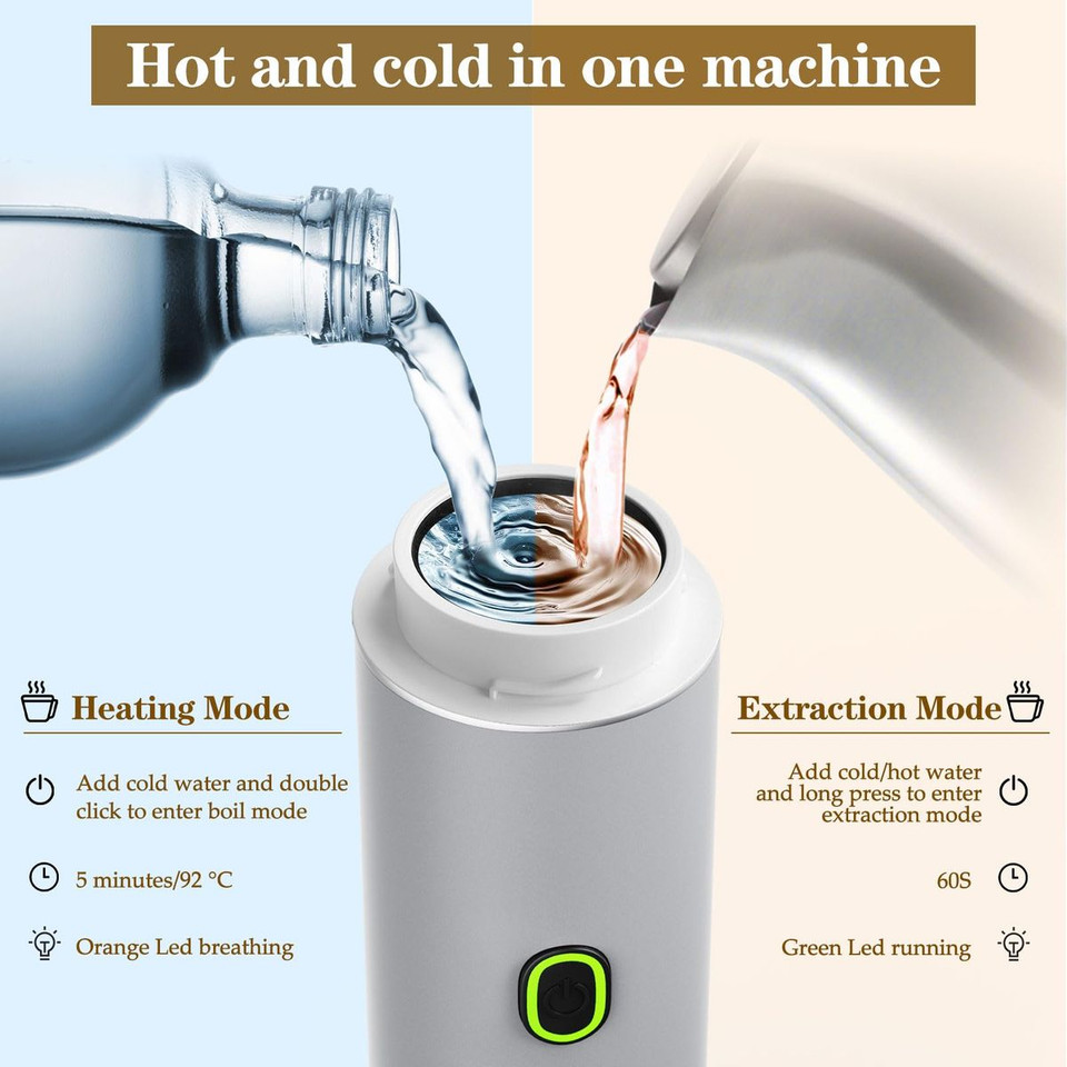 Portable Electric Espresso Mini Machine, Coffee Maker with Ground Coffee and NS Capsule for Machine,Perfect for Hiking,Camping,Office(Silver) product image