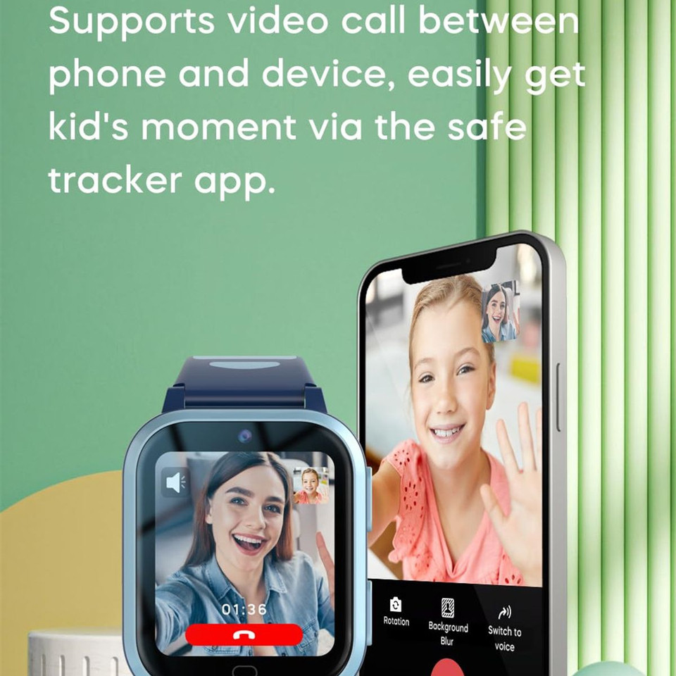 4G GPS Smart Watch for Kids Whatsapp Line Video Phone Call and Text Voice Chat SOS Alarm MessageCamera Anti-Lost Real-time Tracker(Pink) product image