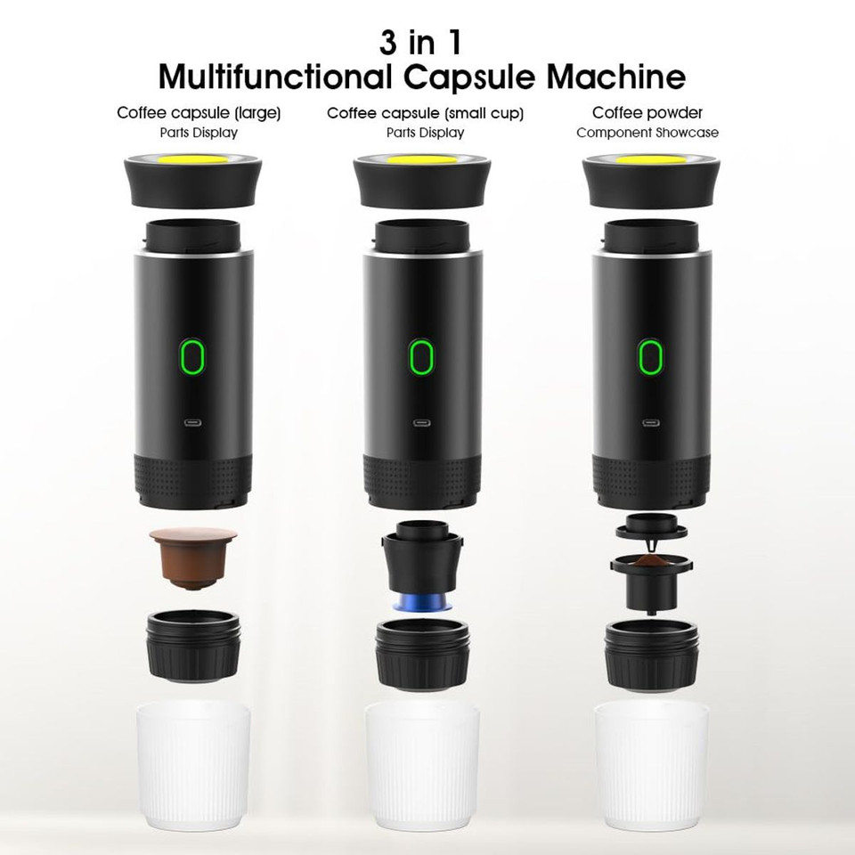 Portable Electric Espresso Mini Machine, Coffee Maker with Ground Coffee and NS Capsule for Machine, Perfect for Hiking,Camping,Office(White) product image