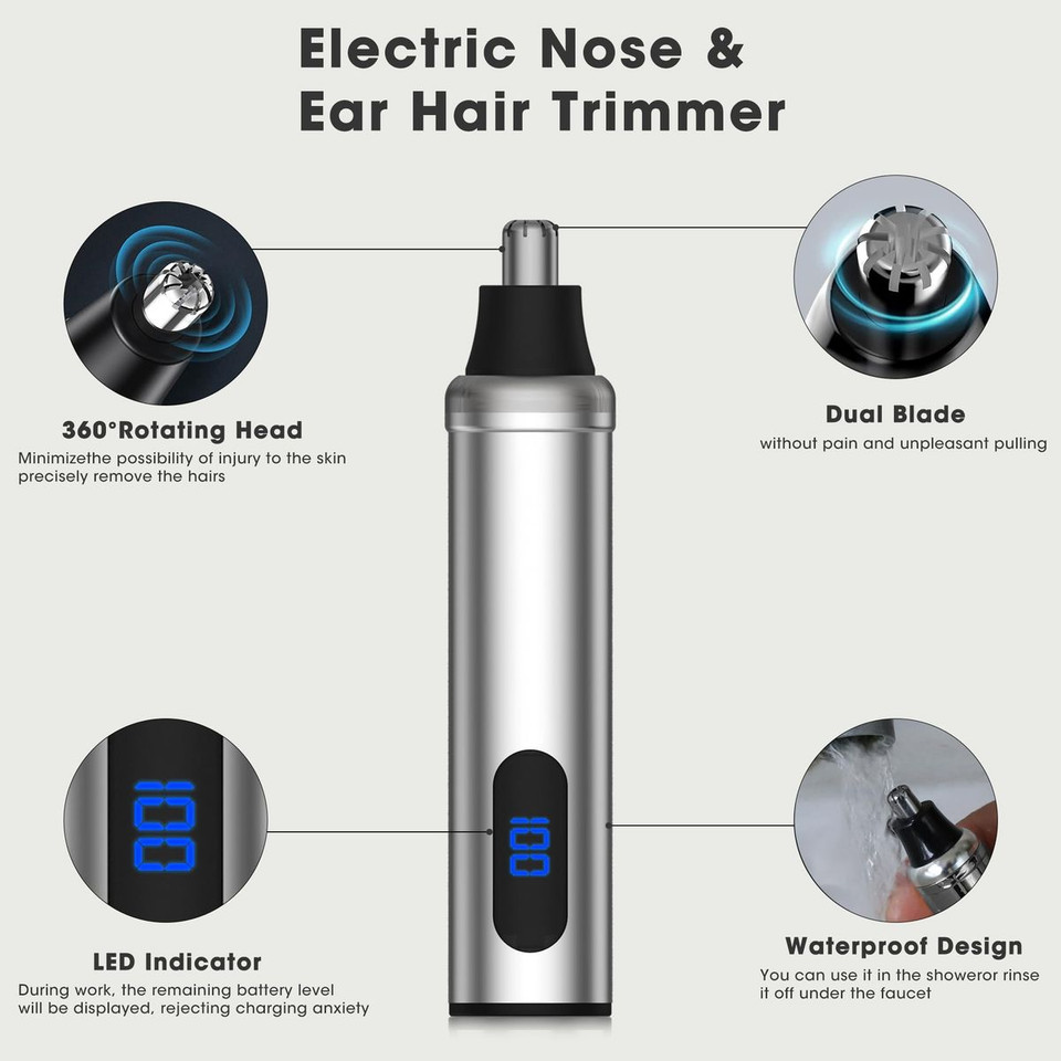 Professional Cordless Hair Clippers Trimmer Grooming Set for Men T-Shaper Trimmer & Foil Shaver Nose & Ear Hair Trimmer with LED Display-Silver product image