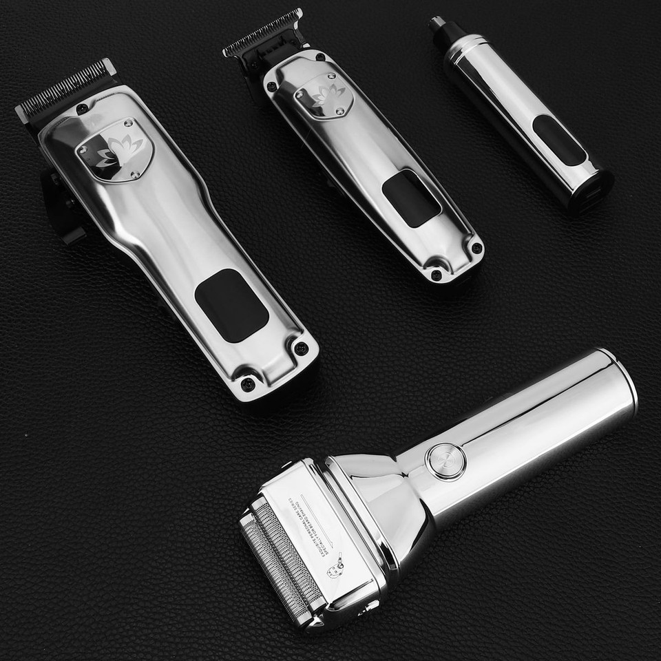 Professional Cordless Hair Clippers Trimmer Grooming Set for Men T-Shaper Trimmer & Foil Shaver Nose & Ear Hair Trimmer with LED Display-Silver product image