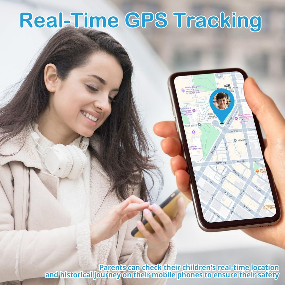 4G Smart Watch with GPS Tracker for Kids Age 5-12,Kids Cell Phone Watch with Video Call Voice Chat Alarm Clock SOS Camera Math Game-Blue product image