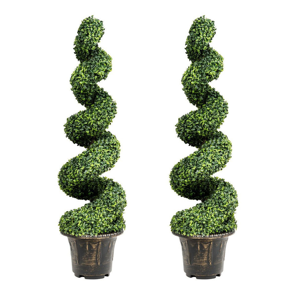 4-Foot Artificial Boxwood Spiral Tree with Green Leaves (1 or 2-Pack) product image
