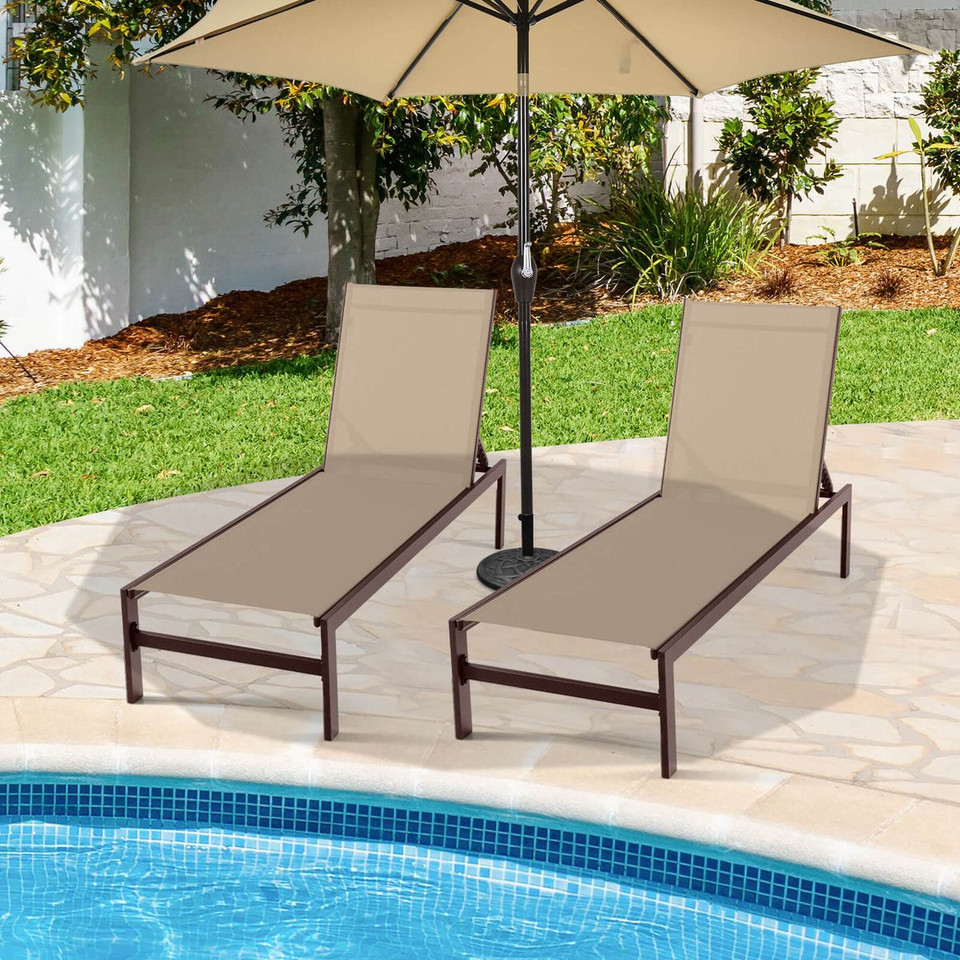 6-Position Chaise Lounge Chair with Rustproof Aluminum Frame (1 or 2-Pack) product image