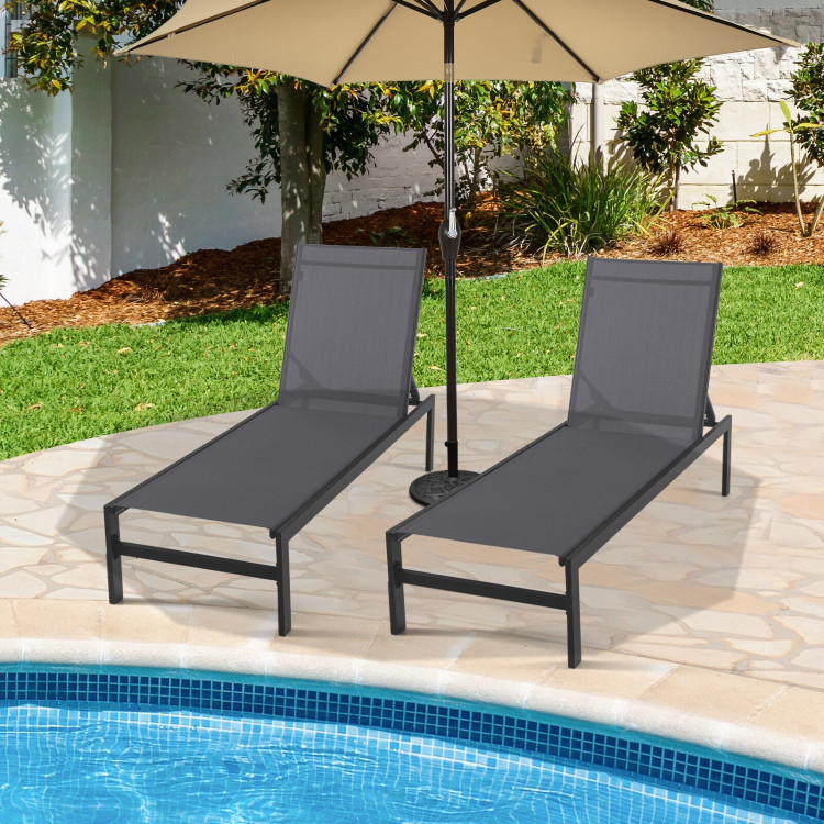 6-Position Chaise Lounge Chair with Rustproof Aluminum Frame (1 or 2-Pack) product image