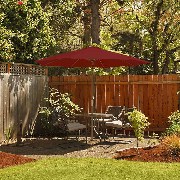10-Foot Patio Umbrella with 8 Wooden Ribs & 3 Adjustable Heights product image