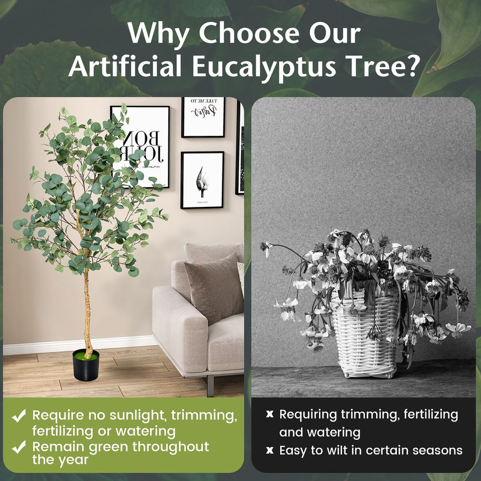 5.5 ft Artificial Fake Eucalyptus Tree product image