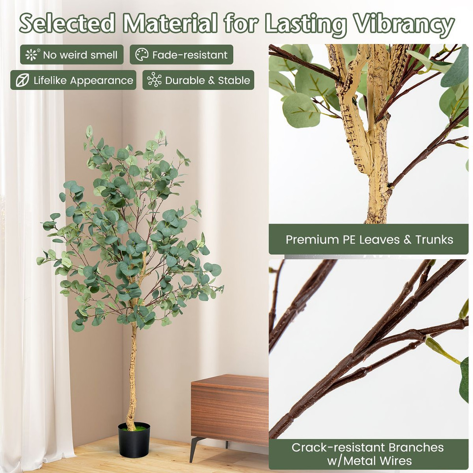 5.5 ft Artificial Fake Eucalyptus Tree product image
