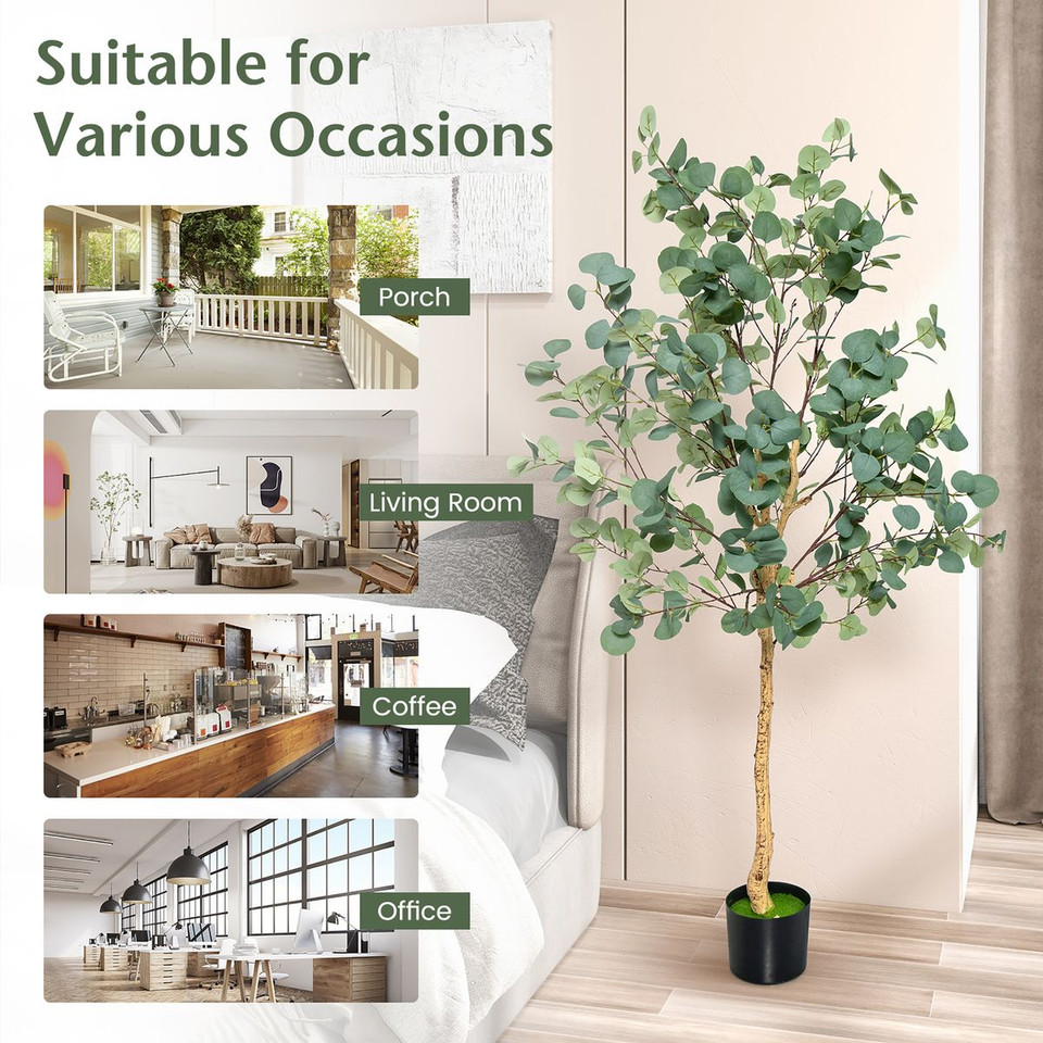 5.5 ft Artificial Fake Eucalyptus Tree product image
