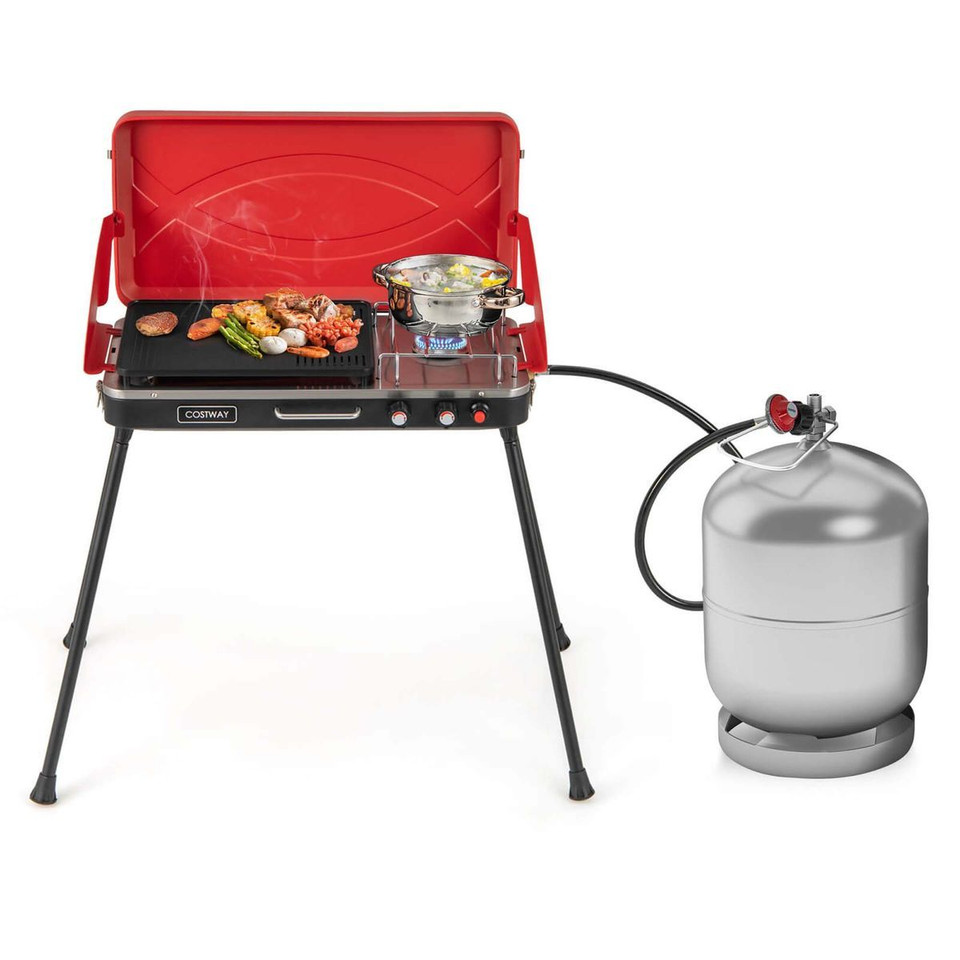 2-in-1 Gas Camping Grill and Stove with Detachable Legs product image