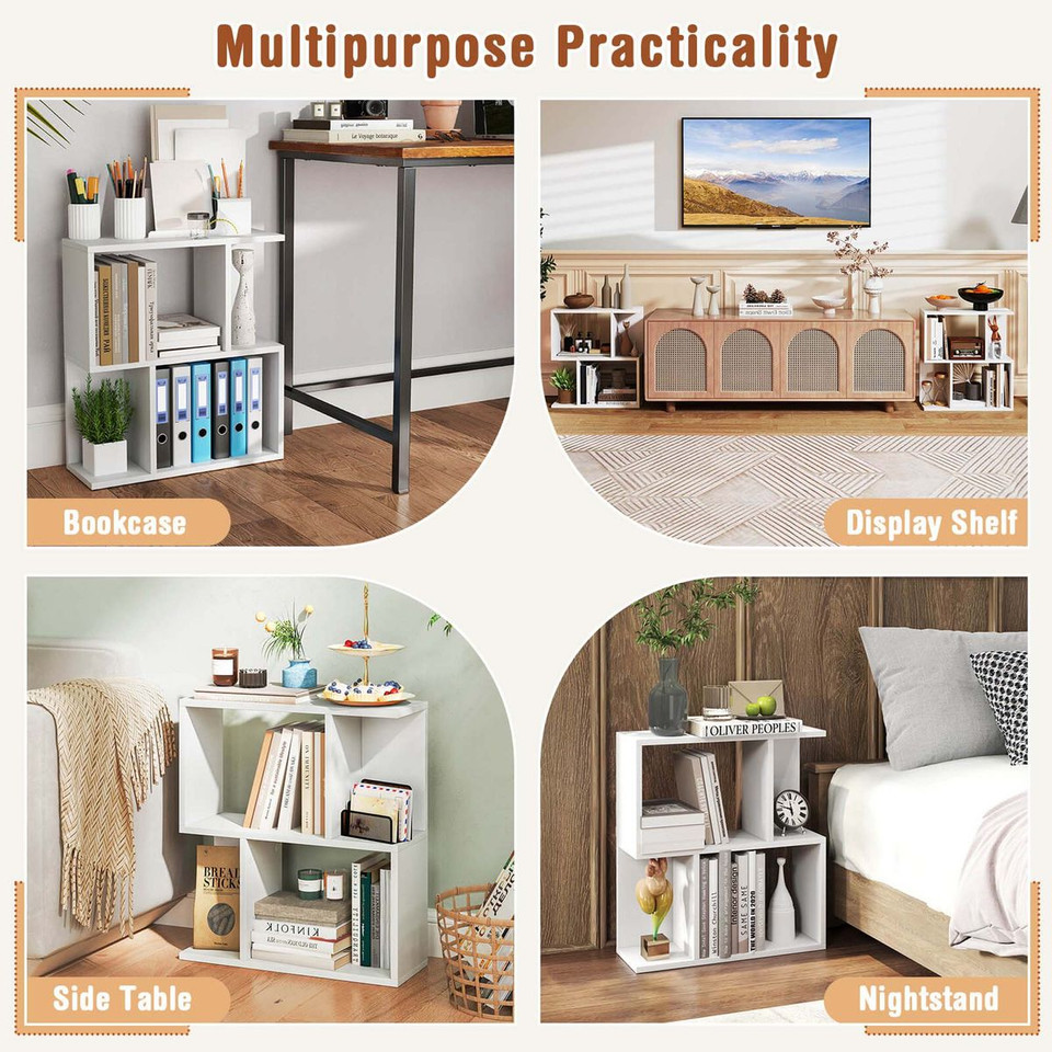 3-Tier Geometric Bookcase with Open Storage product image