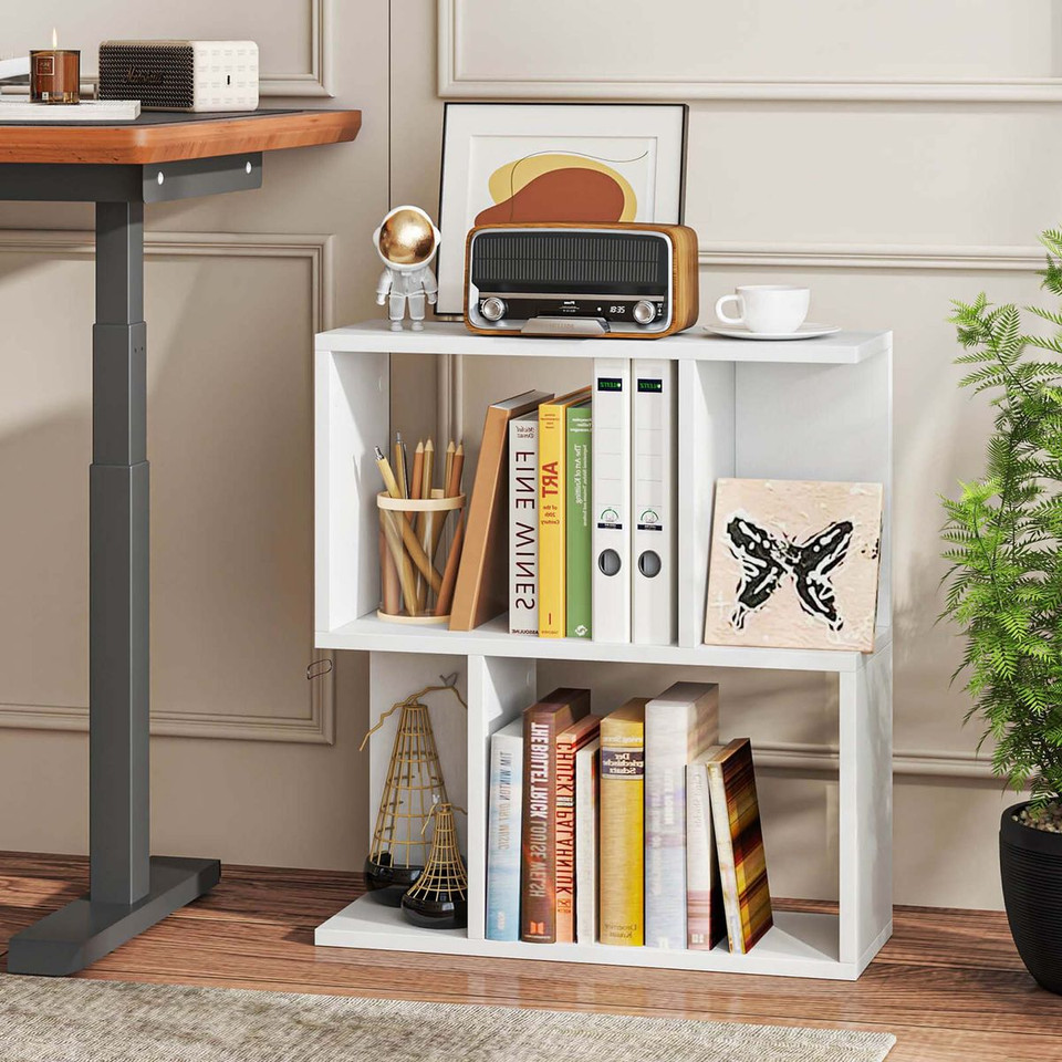3-Tier Geometric Bookcase with Open Storage product image