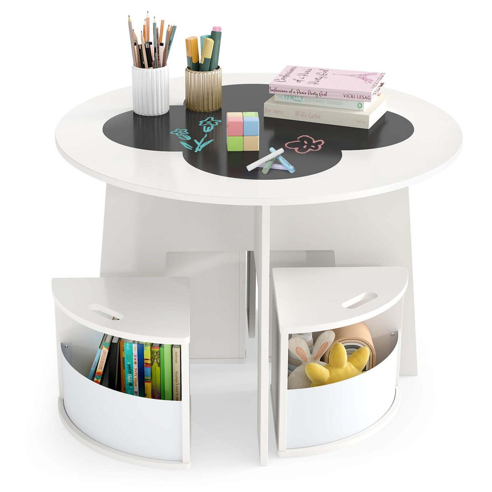 5-Piece Kids Table and Chair Set with Chalkboard Tabletop product image