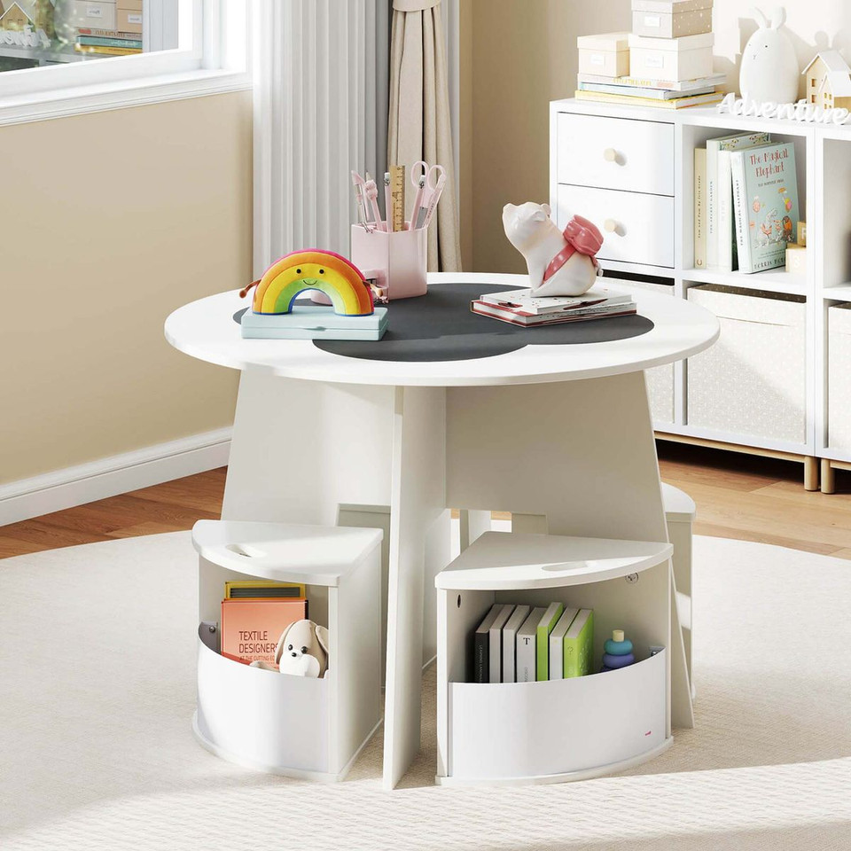5-Piece Kids Table and Chair Set with Chalkboard Tabletop product image