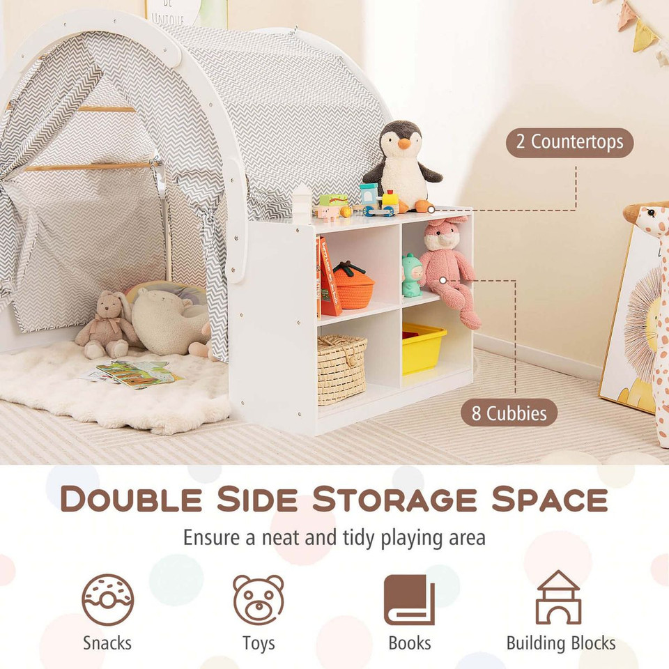 Indoor Wooden Playhouse with Curtain   product image