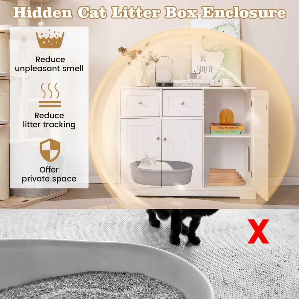 Cat Litter Box Enclosure with 3 Doors  product image