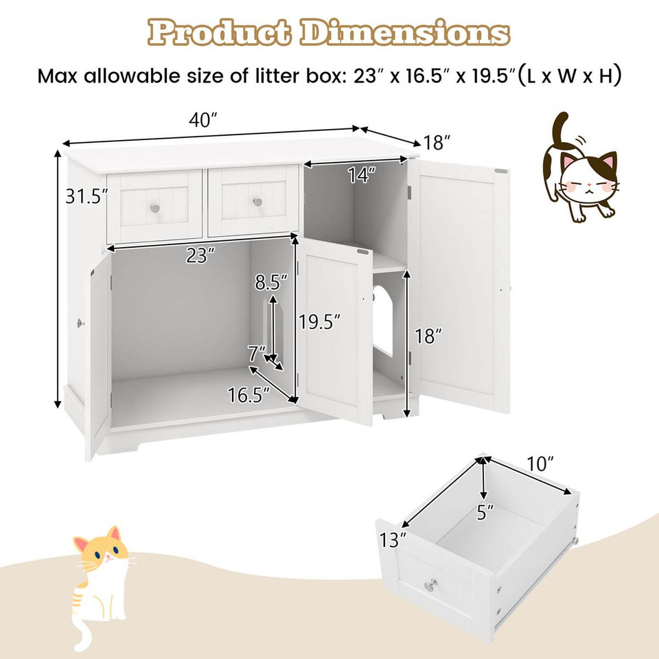 Cat Litter Box Enclosure with 3 Doors  product image