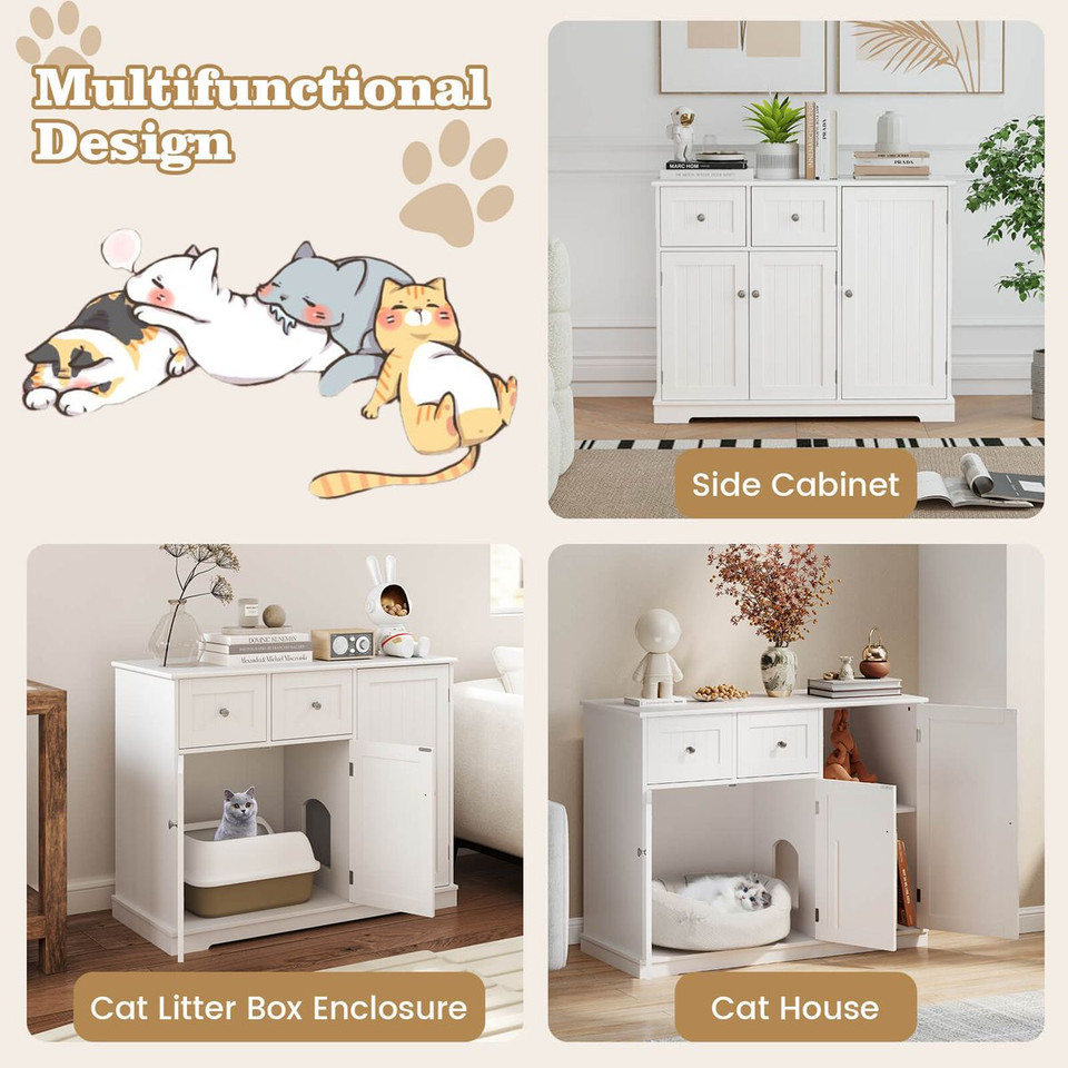 Cat Litter Box Enclosure with 3 Doors  product image